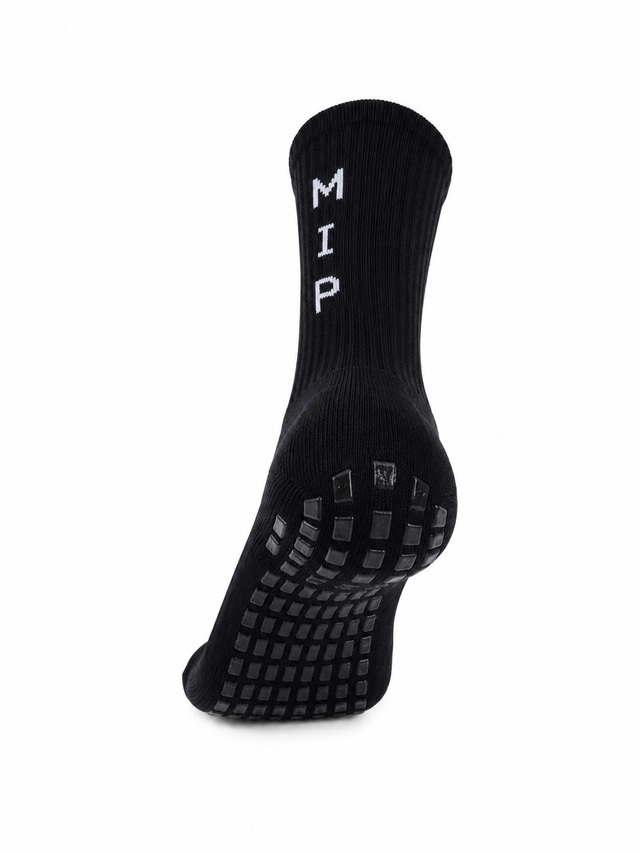 Black Calf Length Grip Socks (4 Pairs)