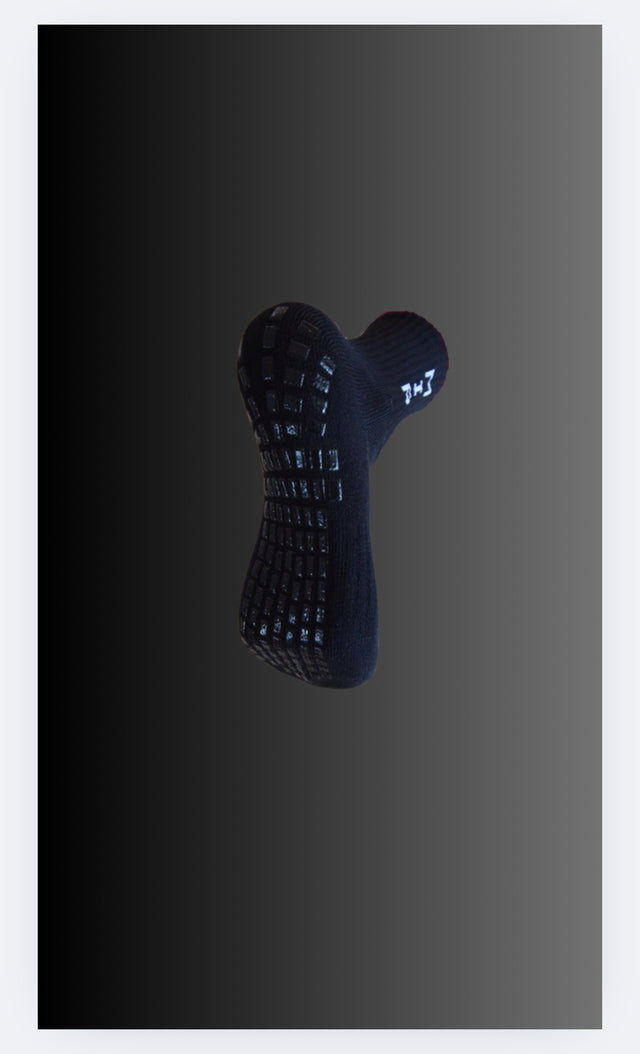 Black Calf Length Grip Socks (4 Pack)